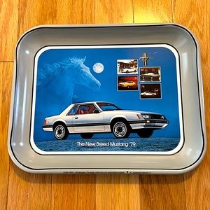 Vintage Ford Mustang Silver Coupe Fox
Body Metal Display Serving Tray 1979